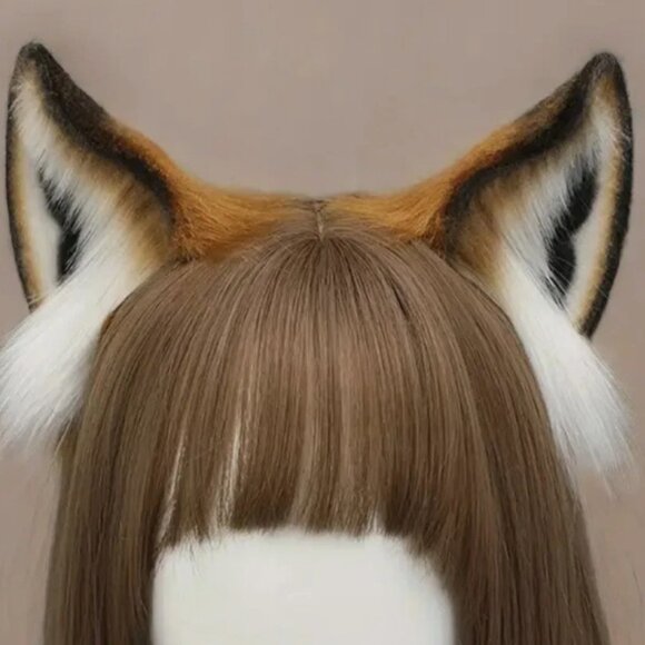 Fluffy Faux Fur Fox Ears Cute Costume Headband Realistic NEW - Picture 3 of 5